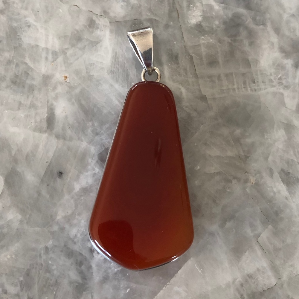 Red Carnelian and Sterling Pendant